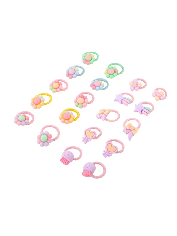 Melbees by Yellow Chimes Rubber Bands for Girls Kids Hair Accessories for Girls Hair Tie 20 Pcs Cute Characters Rubberbands for Kids Ponytail Holder For Baby Girls Toddlers Yellow Chimes Rings