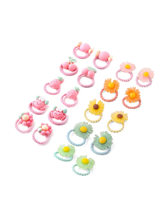 Melbees by Yellow Chimes Rubber Bands for Girls Kids Hair Accessories for Girls Hair Tie 20 Pcs Cute Characters Rubberbands for Kids Ponytail Holder For Baby Girls Toddlers Yellow Chimes Rings