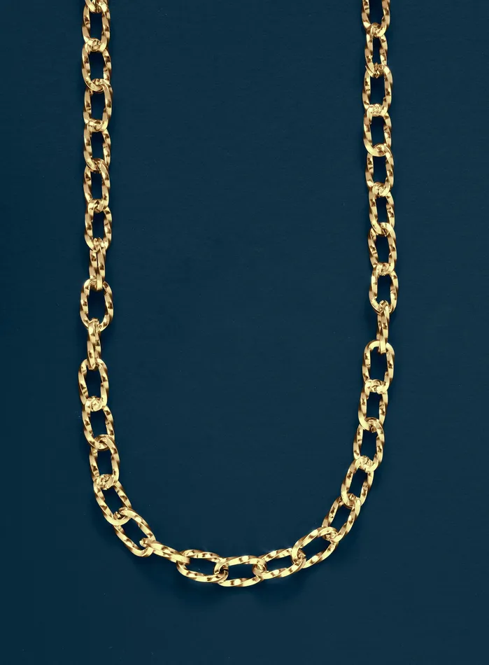 Mens Gold Necklace 6mm Oval Bevel Cable Chain Necklace WE ARE ALL SMITH Necklaces