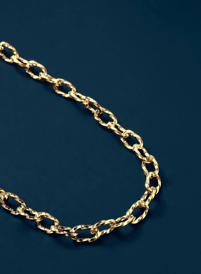 Mens Gold Necklace 6mm Oval Bevel Cable Chain Necklace WE ARE ALL SMITH Necklaces