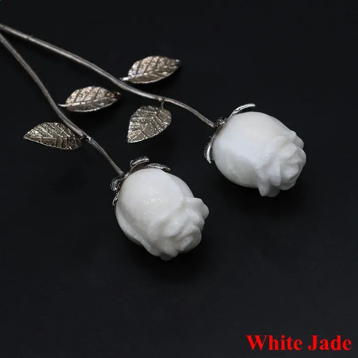 Metamorphidi Earrings Rose Flower Natural Stone Amethyst Quartz Gemstone