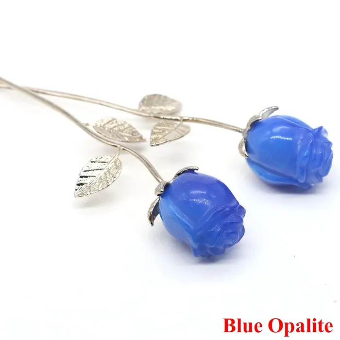 Metamorphidi Earrings Rose Flower Natural Stone Amethyst Quartz Gemstone