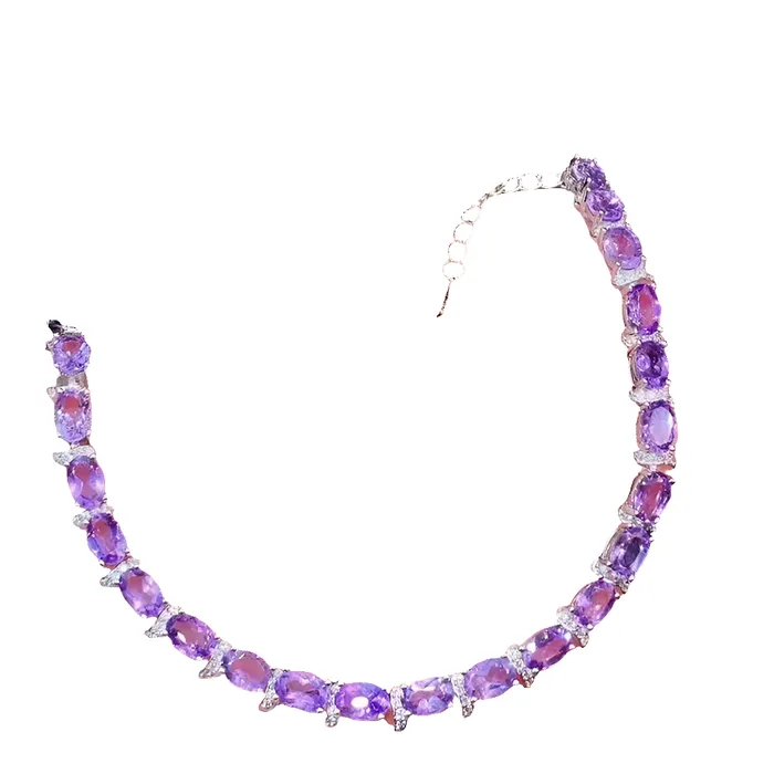 Metamorphidi Natural Amethyst Bracelet Sterling Silver Gemstone Jewelry Bracelets