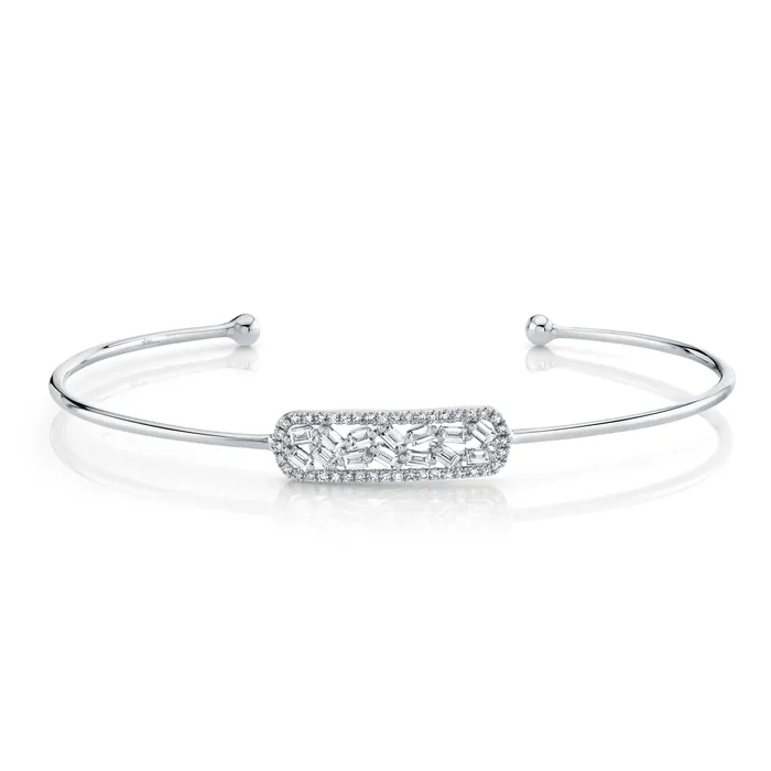 Millo Jewelry 14K Gold Diamond Baguette Bar Bangle Bracelets Millo Jewelry 14K Gold Diamond Baguette Bar Bangle Bracelets