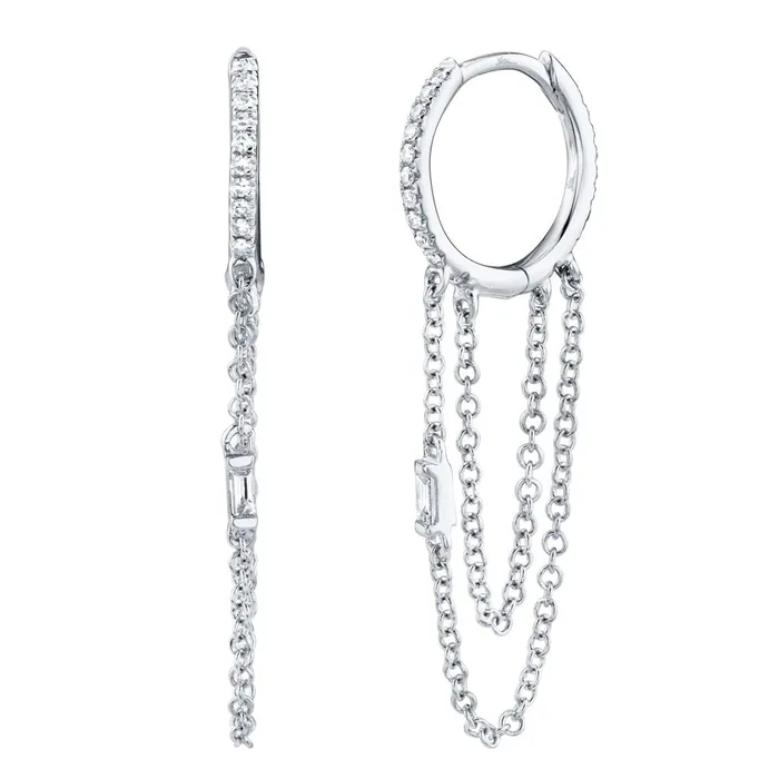 Millo Jewelry Earrings 14KT GOLD Diamond Baguette Huggie Earring