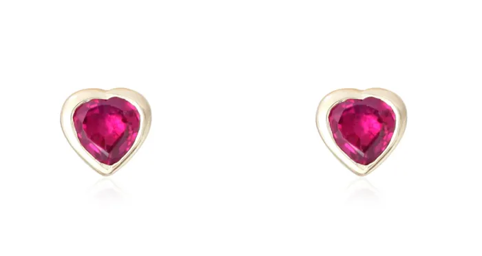 Millo Jewelry Rings HEART CUT RUBY STUDS
