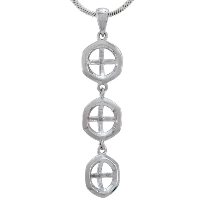 MPST015 Necklaces DIY Mount Pendant 925 Sterling Silver 3 Pearl Mount