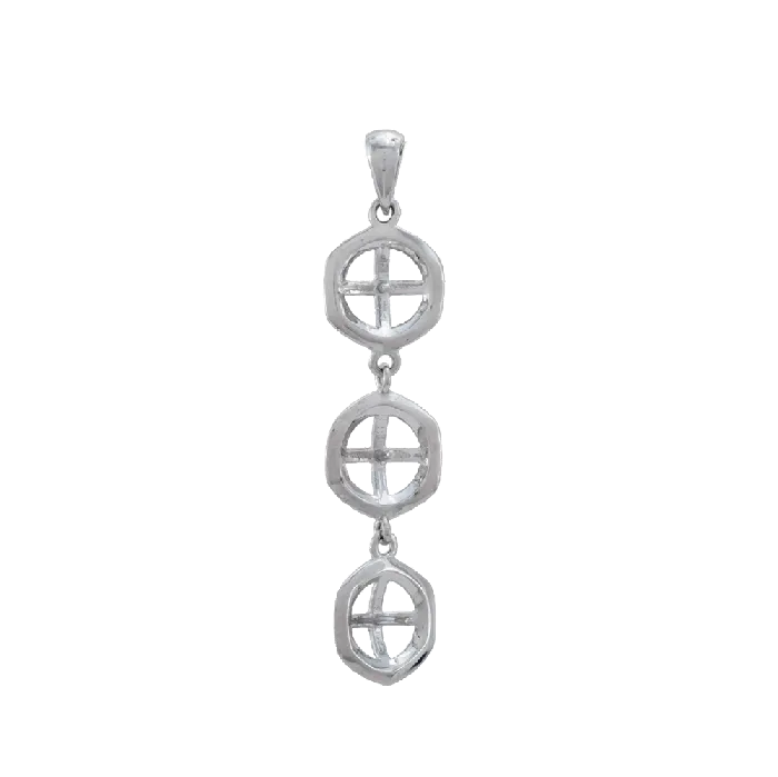 MPST015 Necklaces DIY Mount Pendant 925 Sterling Silver 3 Pearl Mount MPST015 Necklaces DIY Mount Pendant 925 Sterling Silver 3 Pearl Mount