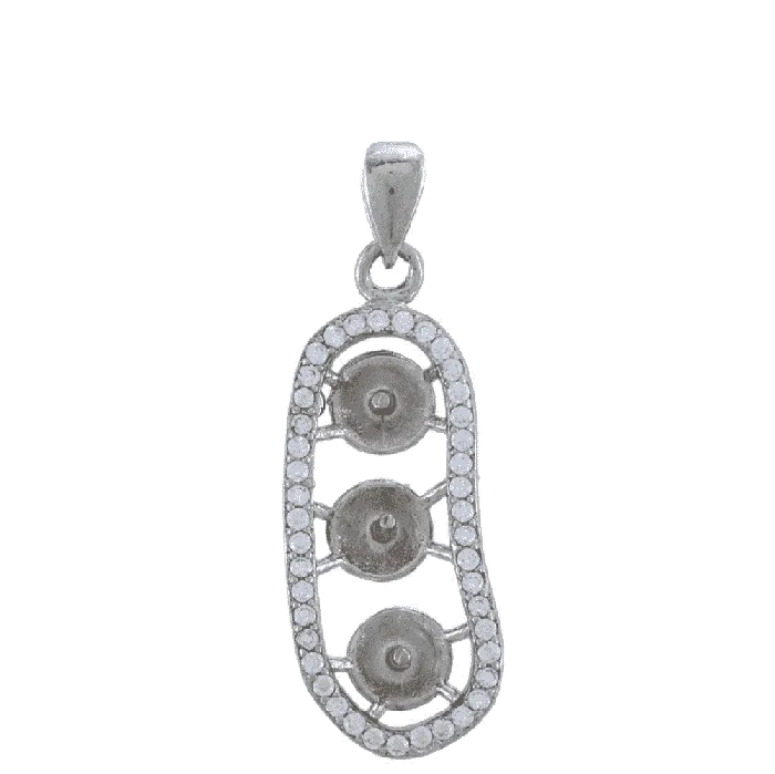 MPST028 Necklaces DIY Mount Pendant 925 Sterling Silver Pod 3 Pearl Mount MPST028 Necklaces DIY Mount Pendant 925 Sterling Silver Pod 3 Pearl Mount