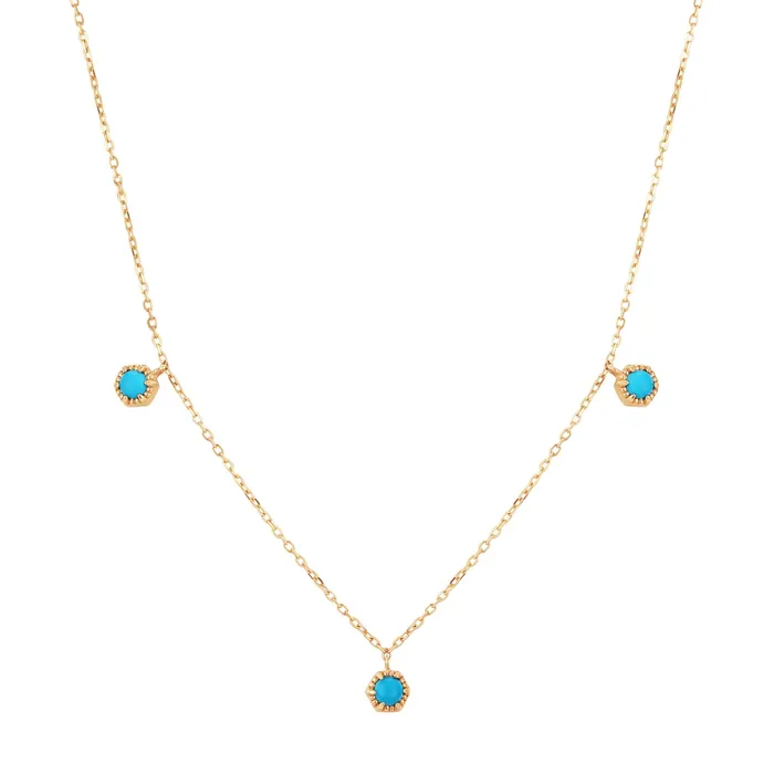 Necklaces AURELIE GI AMINA Turquoise 3Stone Station Necklace