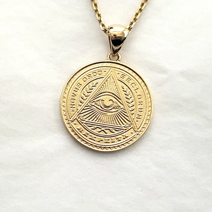 Necklaces carre dor 18k 14k gold mens eye of providence pendant necklace 1 Large Necklaces carre dor 18k 14k gold mens eye of providence pendant necklace 1 Large