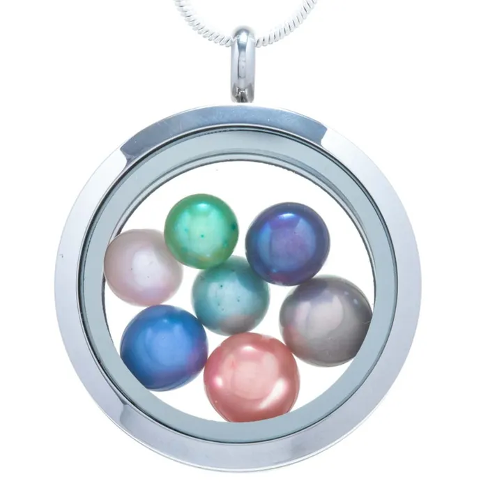 Necklaces CPSP130 Glass Locket Pendant Twist Off 30mm Round Smooth