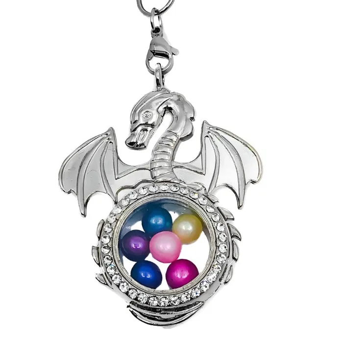 Necklaces JE0185 Glass Locket Pendant Magnetic Dragon