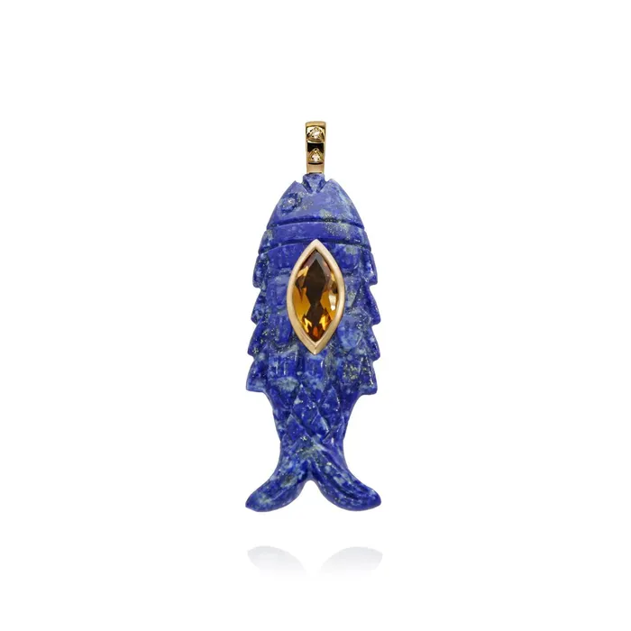 Necklaces Lapis Fish Pendant Van Den Abeele
