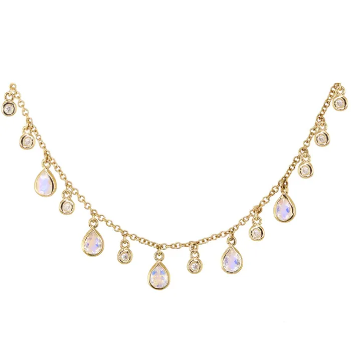 Necklaces Luna Skye 14kt Gold and Diamond Pink Sapphire Teardrop Drip Necklace