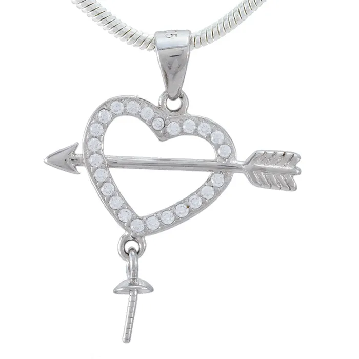 Necklaces MPST017 DIY Mount Pendant 925 Sterling Silver Heart Arrow Rhinestone Necklaces MPST017 DIY Mount Pendant 925 Sterling Silver Heart Arrow Rhinestone