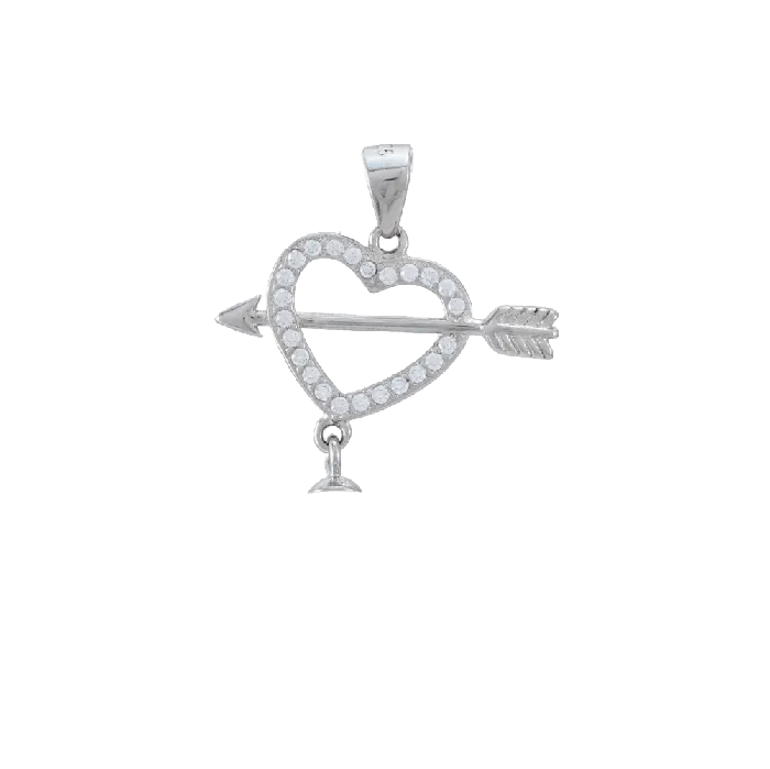 Necklaces MPST017 DIY Mount Pendant 925 Sterling Silver Heart Arrow Rhinestone Necklaces MPST017 DIY Mount Pendant 925 Sterling Silver Heart Arrow Rhinestone