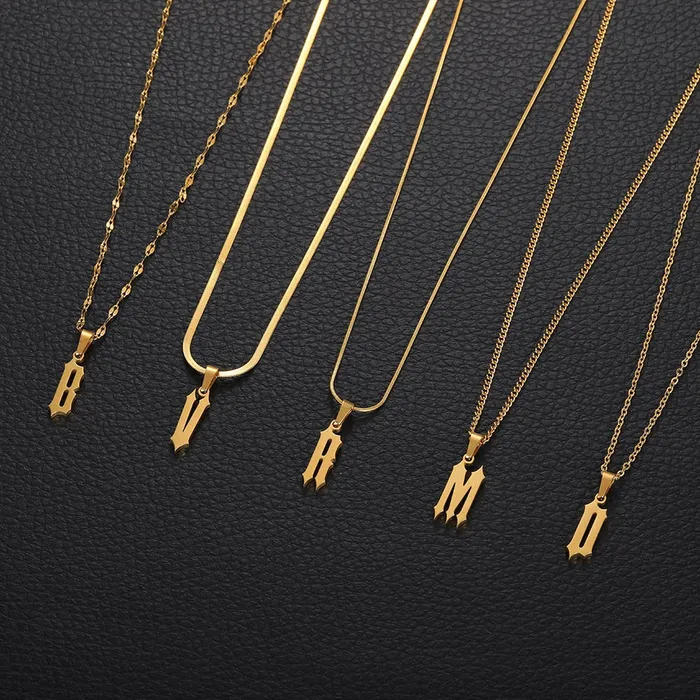 Necklaces OTTO Jewelry Store Gothic Old English InitialNecklace