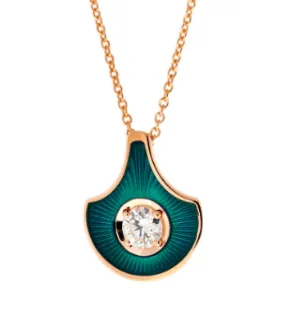 Necklaces SELIM MOUZANNAR PENDANT IN PINK GOLD AND PETROL ENAMEL SET WITH DIAMOND Selim Mouzannar