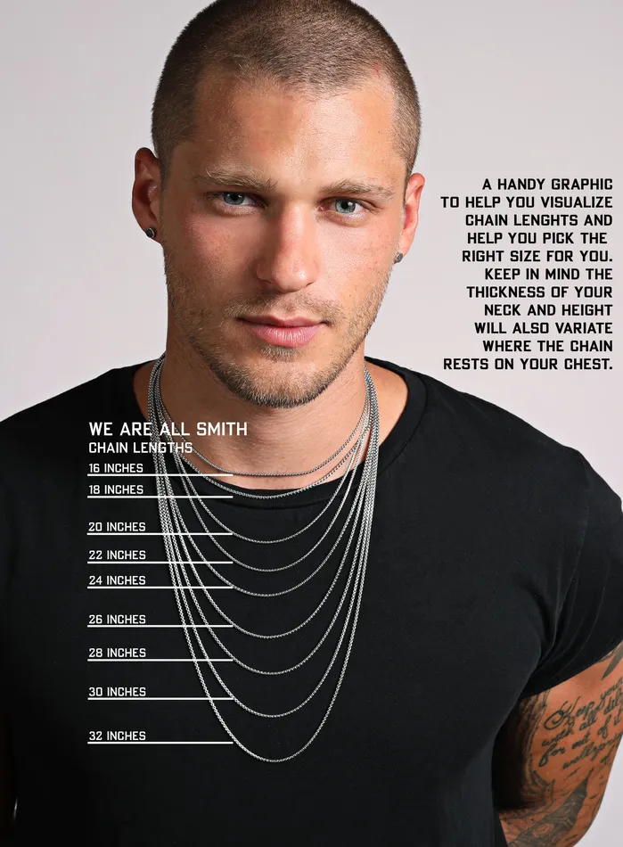 Necklaces Waterproof Box Chain Necklace for Men 2mm WE ARE ALL SMITH