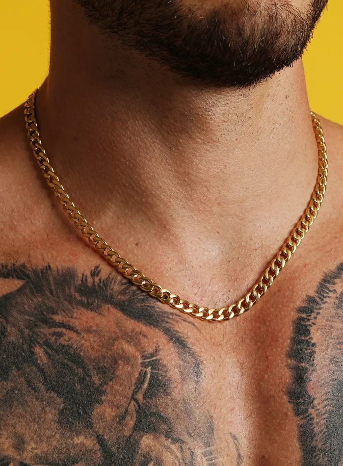 Necklaces We Are All Smith 7mm Gold Curb Chain Necklace for Men