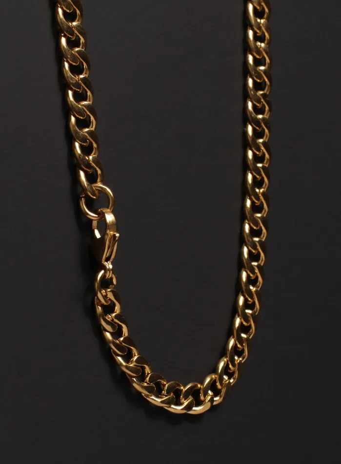 Necklaces We Are All Smith 7mm Gold Curb Chain Necklace for Men Necklaces We Are All Smith 7mm Gold Curb Chain Necklace for Men