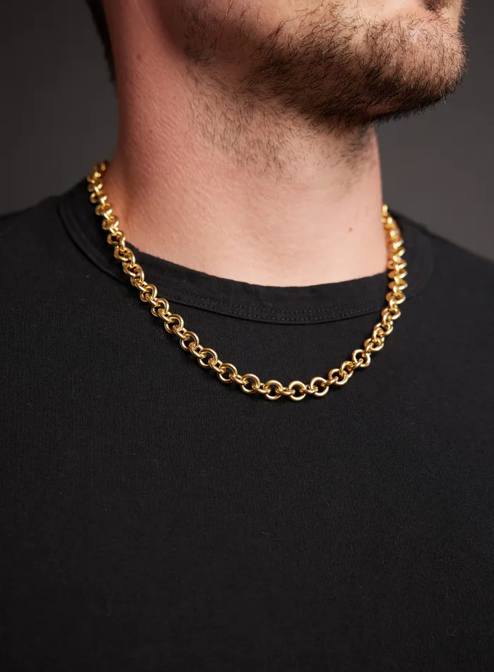 Necklaces WE ARE ALL SMITH 9mm Gold Round Cable Chain Necklace for Men