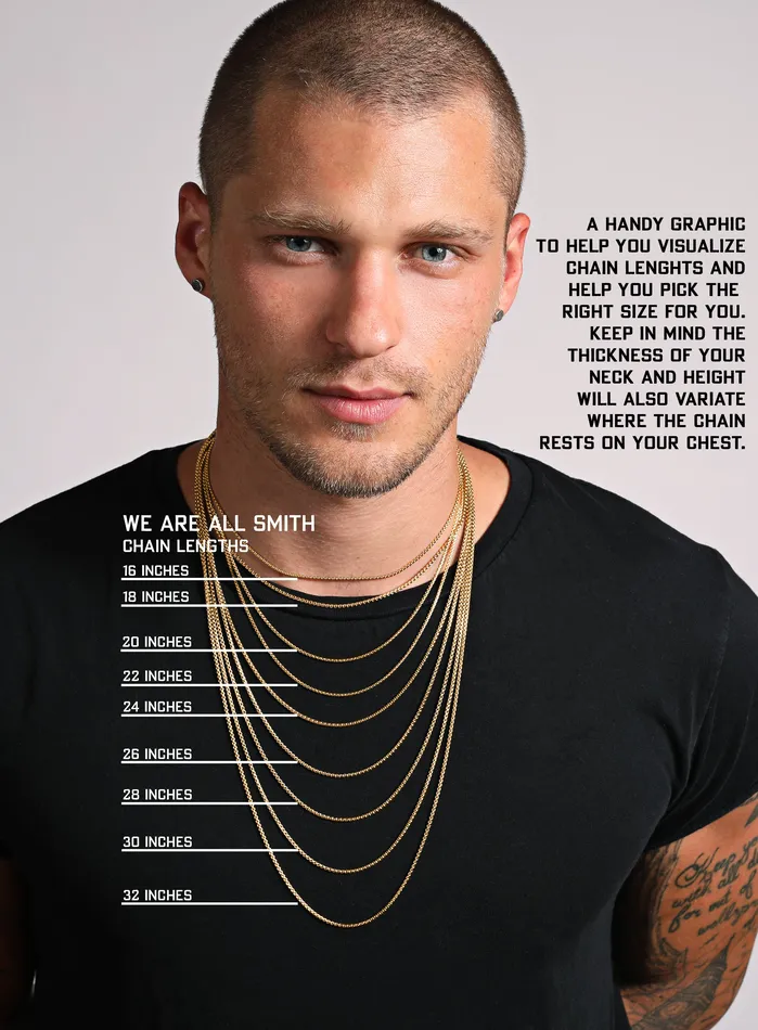 Necklaces WE ARE ALL SMITH 9mm Gold Round Cable Chain Necklace for Men
