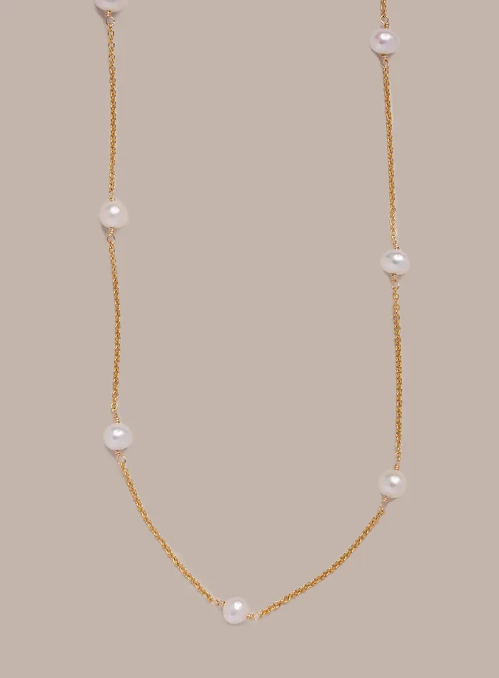 Necklaces WE ARE ALL SMITH Mens Jewelry Clothing 14k Gold Filled Pearl Chain Necklace