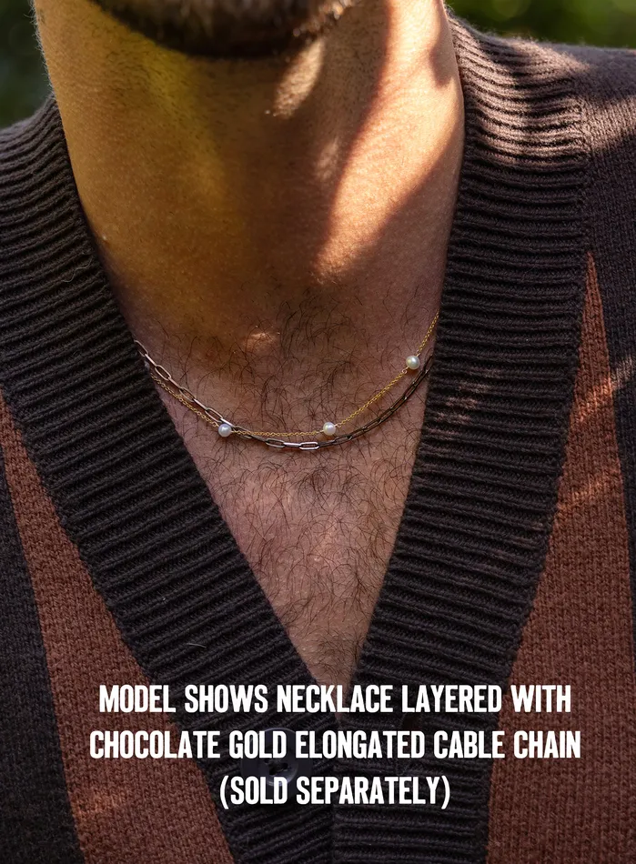 Necklaces WE ARE ALL SMITH Mens Jewelry Clothing 14k Gold Filled Pearl Chain Necklace