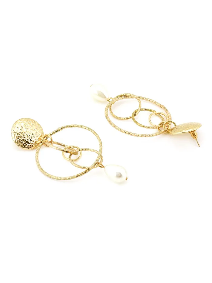 Necklaces Yellow Chimes Latest Fashion Gold Plated Circle Design Pearl Drop Earrings for Women and Girls Medium YCFJERCRCLDGNGL Yellow Chimes