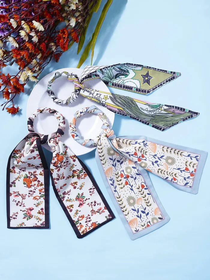 Necklaces Yellow Chimes Yellow Chimes 3 Pcs Hair Ribbon Hair Tie Multipurpose Silk Decorative Scarf Headband Hair Accessories for Women Girls Pack of 3 MultiColor Medium YCHAHBWM009MC