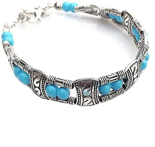 Necklaces Yellow Chimes Yellow Chimes Antique Oxidized Silver Vintage Tibetan Gypsy Bohemian Blue Beads Bracelet for Women and Girls Necklaces Yellow Chimes Yellow Chimes Antique Oxidized Silver Vintage Tibetan Gypsy Bohemian Blue Beads Bracelet for Women and Girls