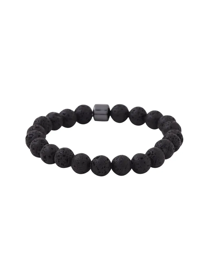Necklaces Yellow Chimes Yellow Chimes Bracelets for Men and Boys Black Beads Bracelet for Men Stretchable Lava Rock Beads Bracelet Birthday Gift for Men and Boys Anniversary Gift for Husband
