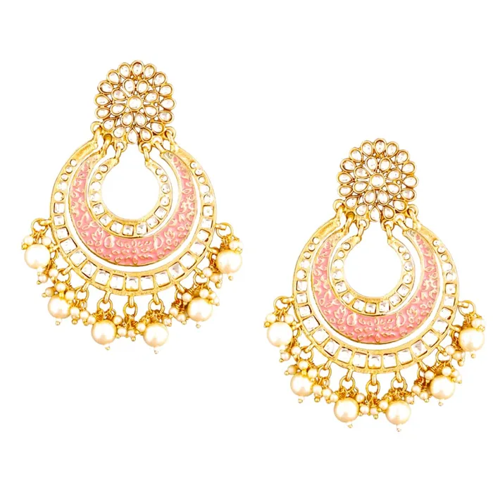 Necklaces Yellow Chimes Yellow Chimes Chandbali Earrings for Women Gold Plated Peach Meenakari Touch Traditional Kundan Studded Chand bali Earrings for Women and Girls Necklaces Yellow Chimes Yellow Chimes Chandbali Earrings for Women Gold Plated Peach Meenakari Touch Traditional Kundan Studded Chand bali Earrings for Women and Girls
