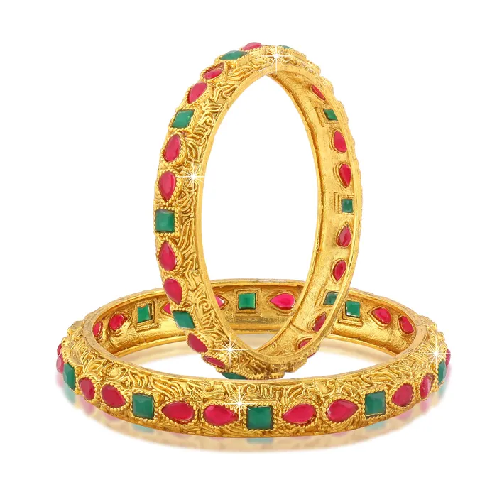 Necklaces Yellow Chimes Yellow Chimes Classic Design Studded Stones 2 PCs Traditional Gold Plated Bracelet Bangles Set for Women and Girls 24 Necklaces Yellow Chimes Yellow Chimes Classic Design Studded Stones 2 PCs Traditional Gold Plated Bracelet Bangles Set for Women and Girls 24