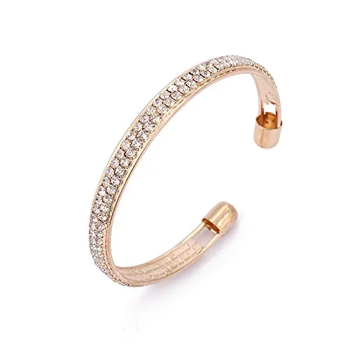 Necklaces Yellow Chimes Yellow Chimes Classic Double Layer Crystal Studded Wedding Style Gold Plated Kada Bangle Bracelet for Women and Girls Necklaces Yellow Chimes Yellow Chimes Classic Double Layer Crystal Studded Wedding Style Gold Plated Kada Bangle Bracelet for Women and Girls