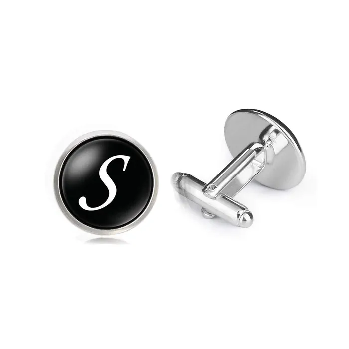 Necklaces Yellow Chimes Yellow Chimes Cufflinks for Men Alphabets Cuff links S Letter Statement Stainless Steel Cufflinks for Men and Boys