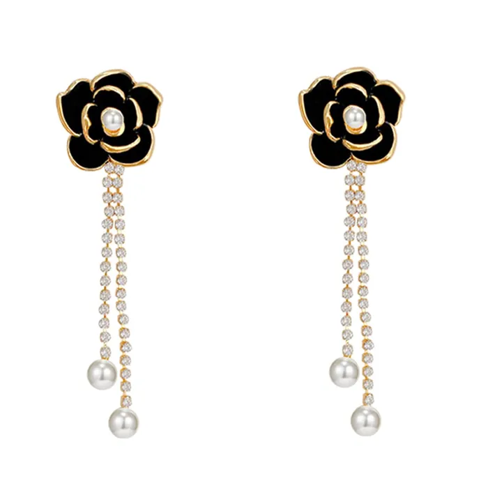 Necklaces Yellow Chimes Yellow Chimes Earrings For Women Black Flower Stud With Linear Chain Hanging Pearl Drop Dangler Earrings For Women and Girls Necklaces Yellow Chimes Yellow Chimes Earrings For Women Black Flower Stud With Linear Chain Hanging Pearl Drop Dangler Earrings For Women and Girls