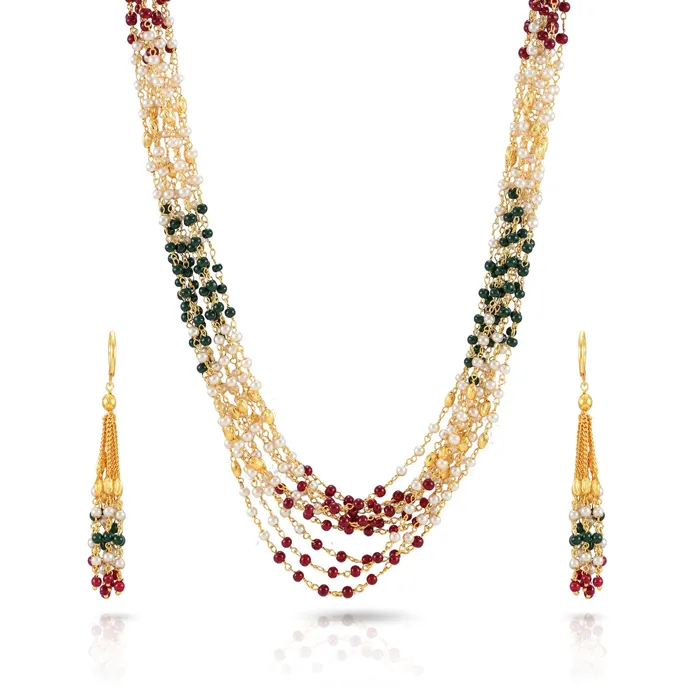 Necklaces Yellow Chimes Yellow Chimes Ganthan Moti Handmade Pearl Multilayer Beads Gold Plated Traditional Long Chain Necklace Set with Earrings Jewellery Set for Women and Girls Necklaces Yellow Chimes Yellow Chimes Ganthan Moti Handmade Pearl Multilayer Beads Gold Plated Traditional Long Chain Necklace Set with Earrings Jewellery Set for Women and Girls