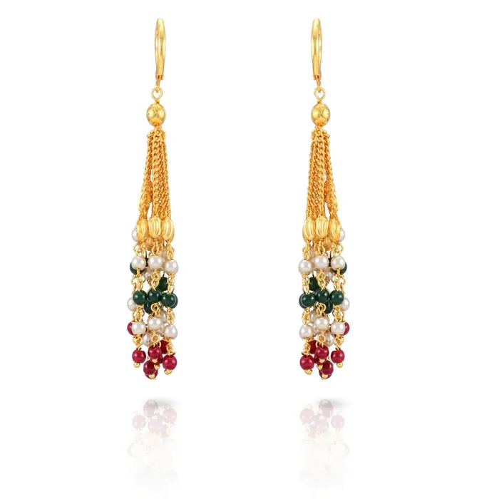 Necklaces Yellow Chimes Yellow Chimes Ganthan Moti Handmade Pearl Multilayer Beads Gold Plated Traditional Long Chain Necklace Set with Earrings Jewellery Set for Women and Girls