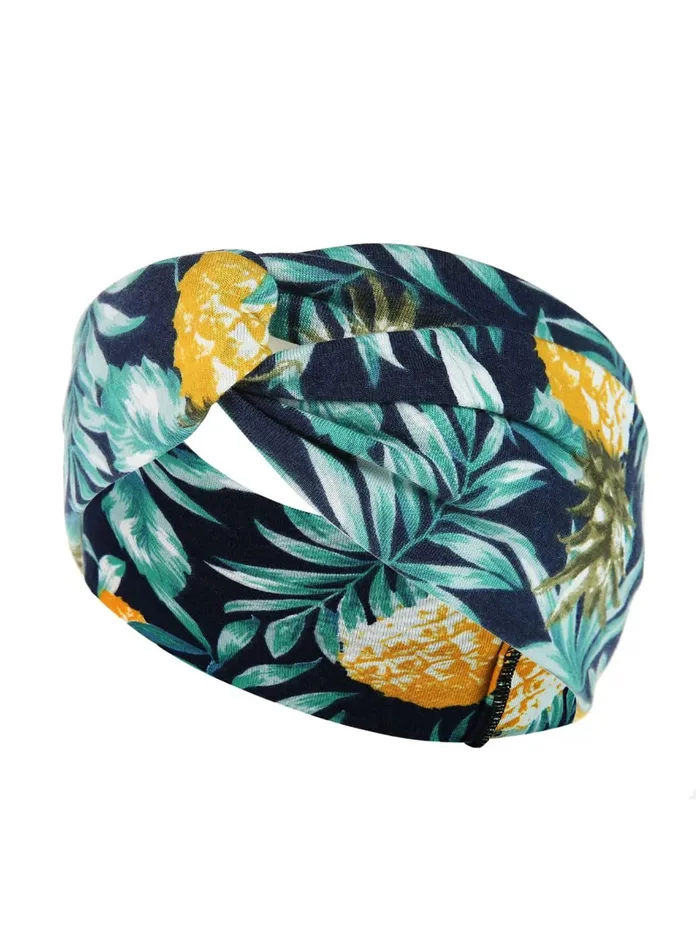 Necklaces Yellow Chimes Yellow Chimes Head Bands for Girls Headbands for Women Fabric Leafy Printed BlueGreen Headband Hair Accessories for Women and Girls