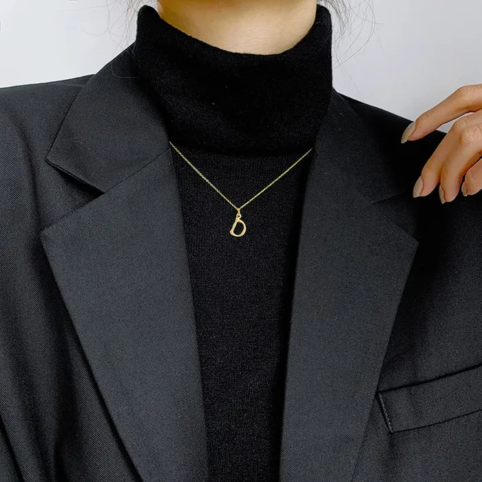 Necklaces Yellow Chimes Yellow Chimes Latest Fashion Stainless Steel 18K Gold Plated Initial Pendant with Alphabet D for Women and Girls