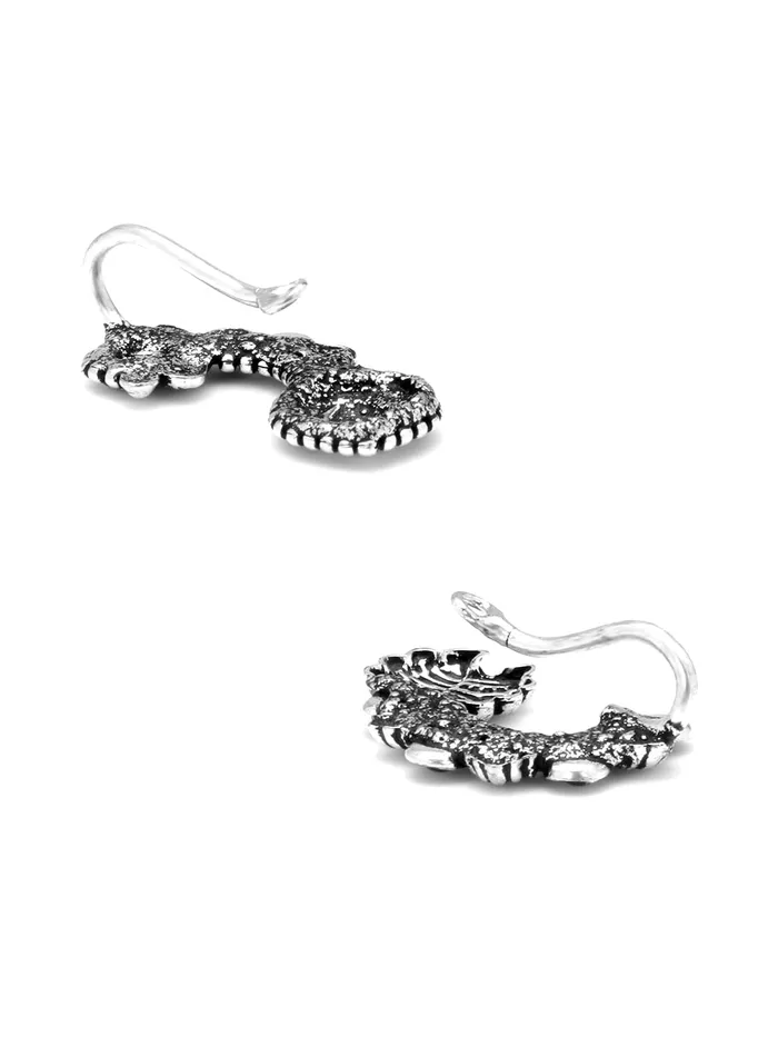 Necklaces Yellow Chimes Yellow Chimes Oxidised Nose Pin Nath for Women 2 Pcs Combo Authentic Kolhapuri Worked Maharasthrian NonPiercing Nath for Women and Girls