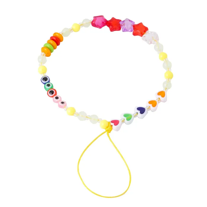 Necklaces Yellow Chimes Yellow Chimes Phone String For Women Combo Of 2 Pcs Multicolor Beaded Phone Case Charm Phone Chain Wrist Strap For Women and Girls