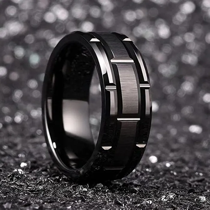 Necklaces Yellow Chimes Yellow Chimes Rings for Men Black Colored Stainless Steel Metal band designed polished Ring for Boys and Men