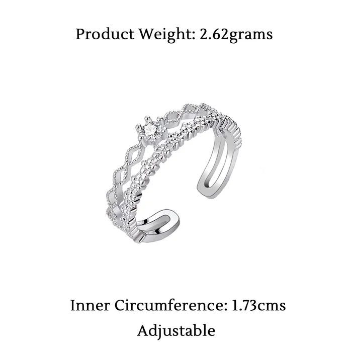 Necklaces Yellow Chimes Yellow Chimes Rings for Women and Girls Silver Ring Adjustable Crystal Rings Silver Toned Finger Ring for Women Birthday Gift For girls and women Anniversary Gift for Wife