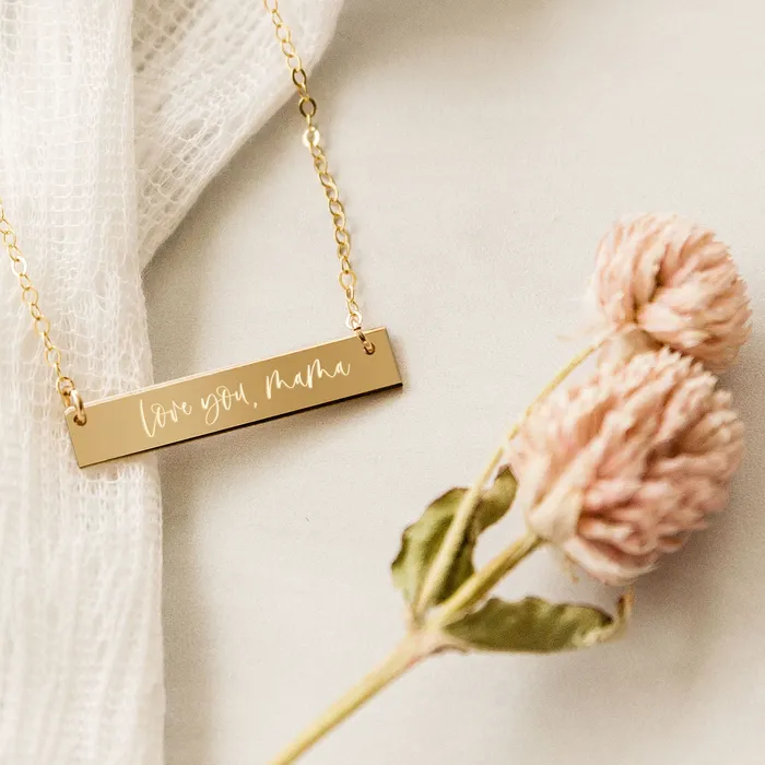 Necklaces Zen and Zuri Love You Mama Bar Necklace