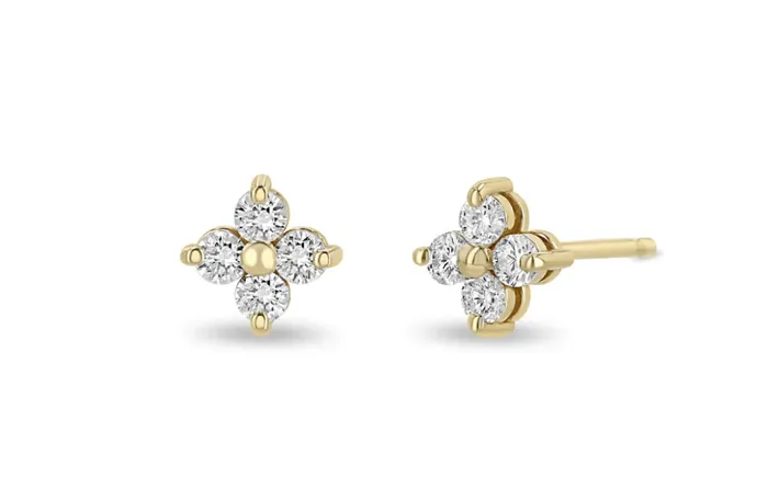 Necklaces Zo Chicco 14K PRONG DIAMOND QUAD STUDS