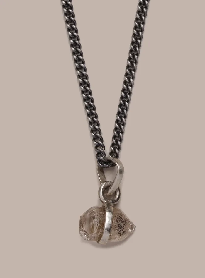 One of a Kind Double point Herkimer Diamond on 925 Oxidized Sterling Chain WE ARE ALL SMITH Mens Jewelry Clothing Necklaces One of a Kind Double point Herkimer Diamond on 925 Oxidized Sterling Chain WE ARE ALL SMITH Mens Jewelry Clothing Necklaces